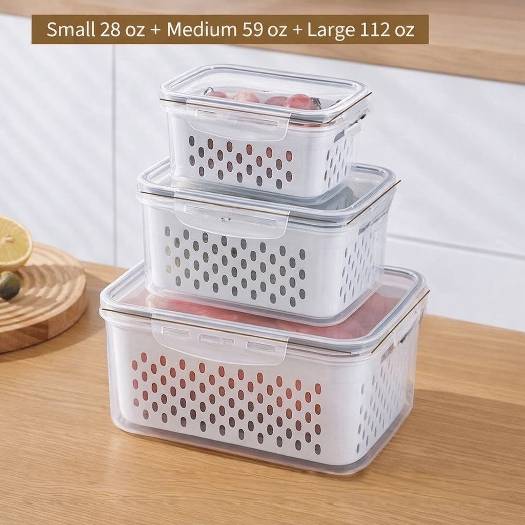 โจ4-in-1 Produce Storage Containers (3-Pack Set)๐