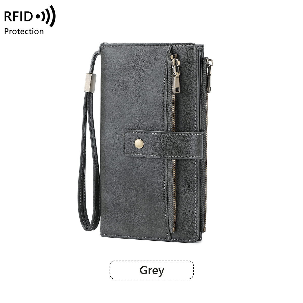 Women's long wallet, stylish clutch, elegant solid color RFID blocking leather walletš