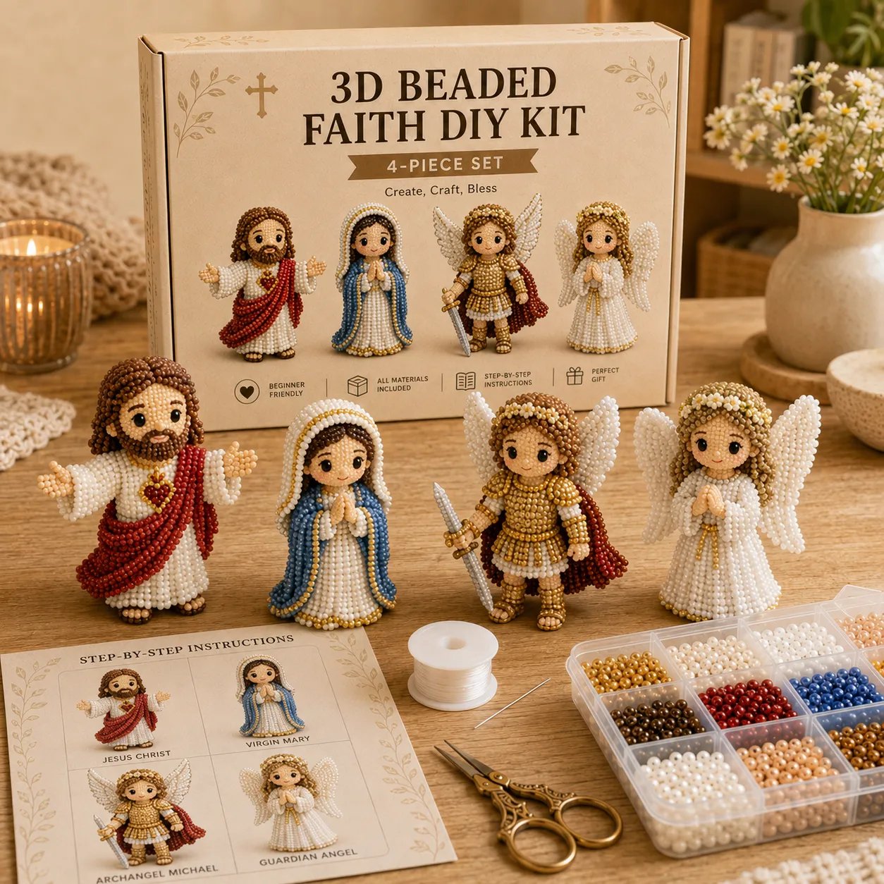 🔥 Tiny 3D Beaded Faith & Angel DIY Kit✨🕊️