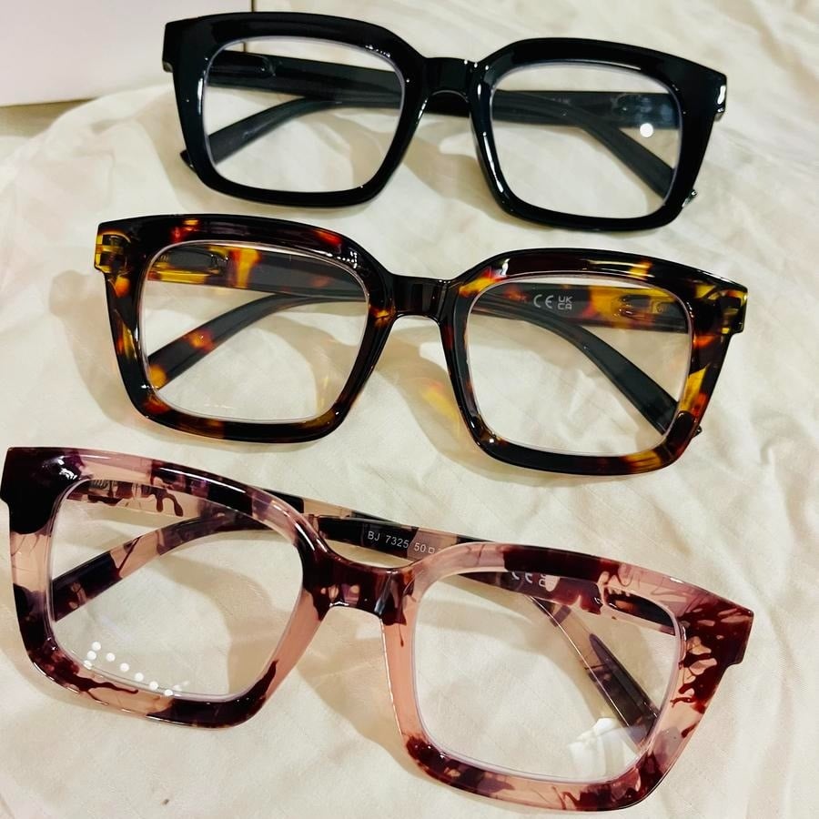 π3 Pack Tortoiseshell Reading Glasses - Blue Light Blocking Oversized Square Reader