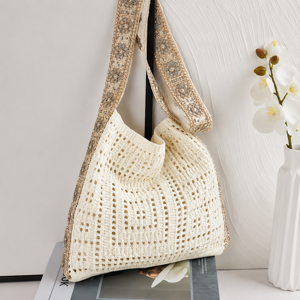 Women's Retro Boho Floral Patchwork Crossbody Messenger Bag for Travel, Shopping & Everyday Use