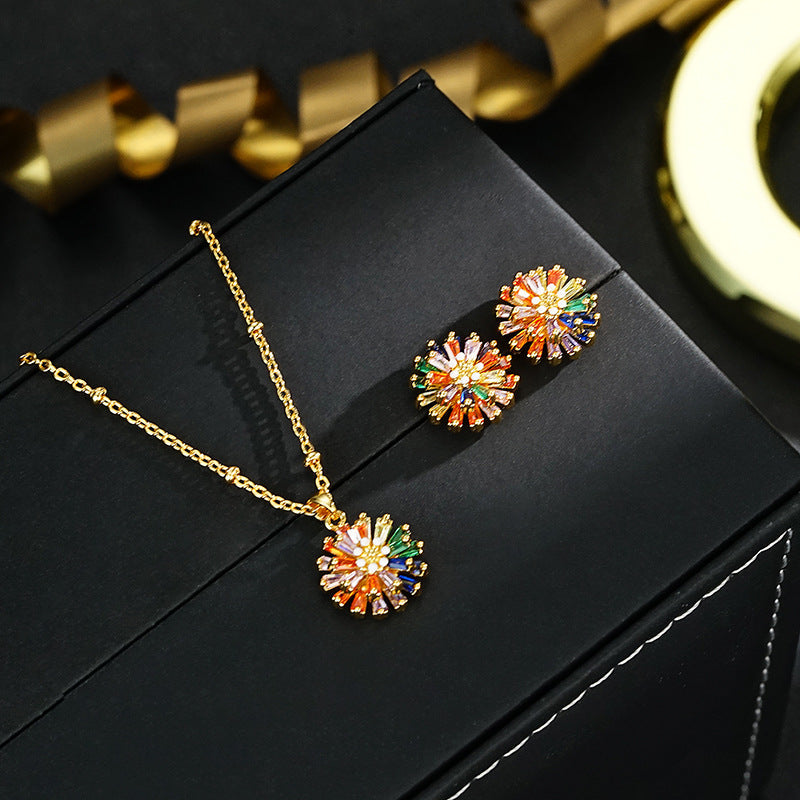 โจ Colorful Firework Stud Earrings โ Cubic Zirconia, 18K Plated, Festive ๐