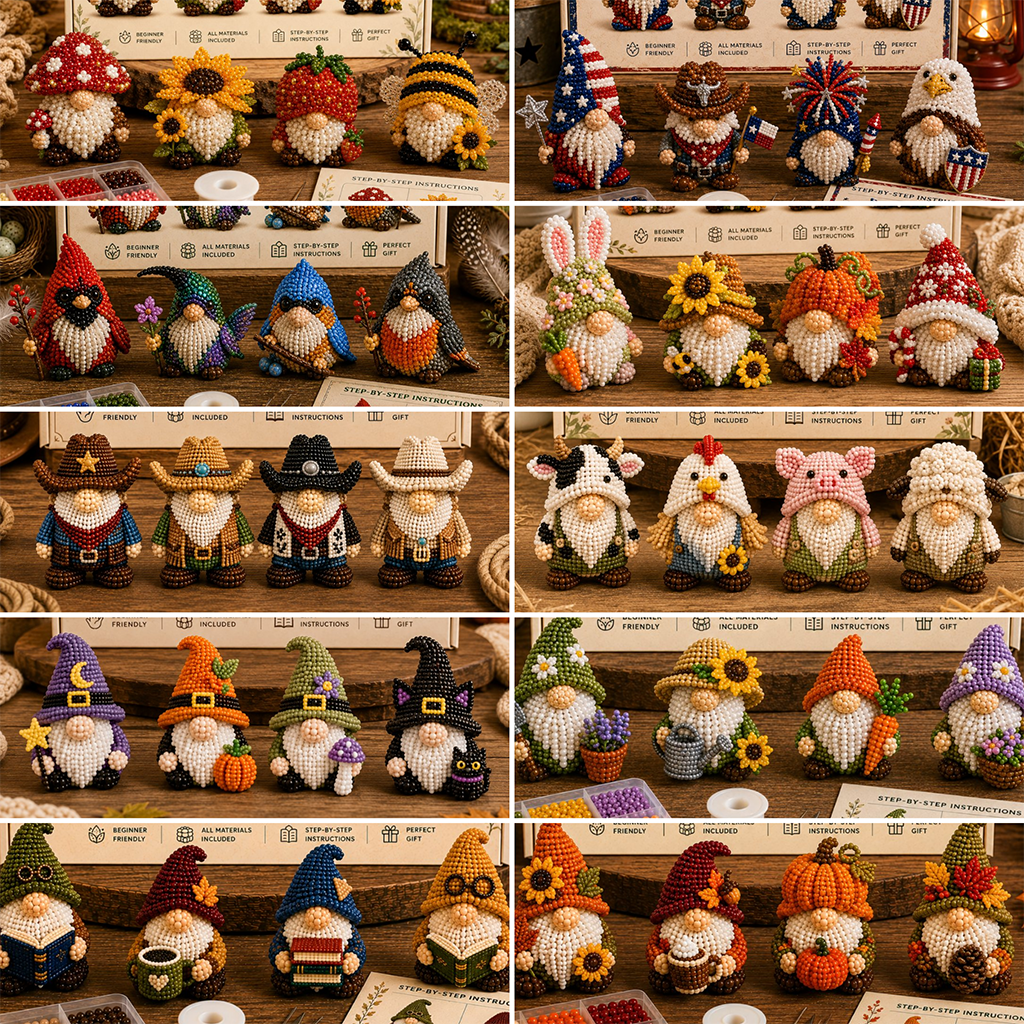 🎁 Perfect Handmade Gift✨Make Your Own 3D Beaded Gnome