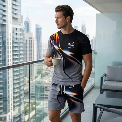 ⏳🔥LIMITED-TIME  48 OFF! 👕 Men’s Abstract Print T-Shirt & Shorts Set – Bold Style & Summer Comfort ✨