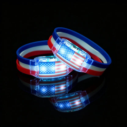 ⚽✨2PCS LED Light Up National Flag Wristbands