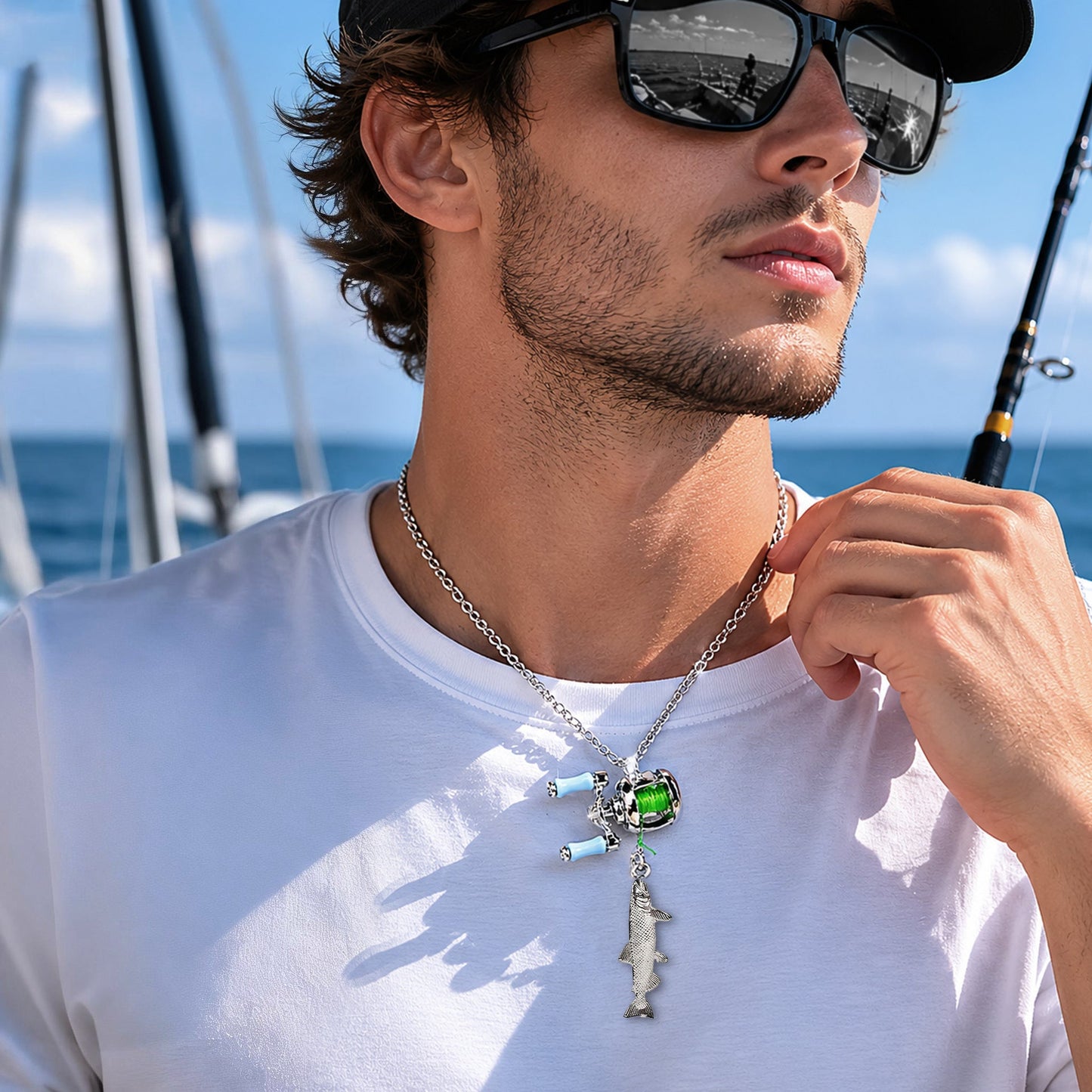 😍 Collectible Mini Fishing Reel Pendant Necklace for Anglers