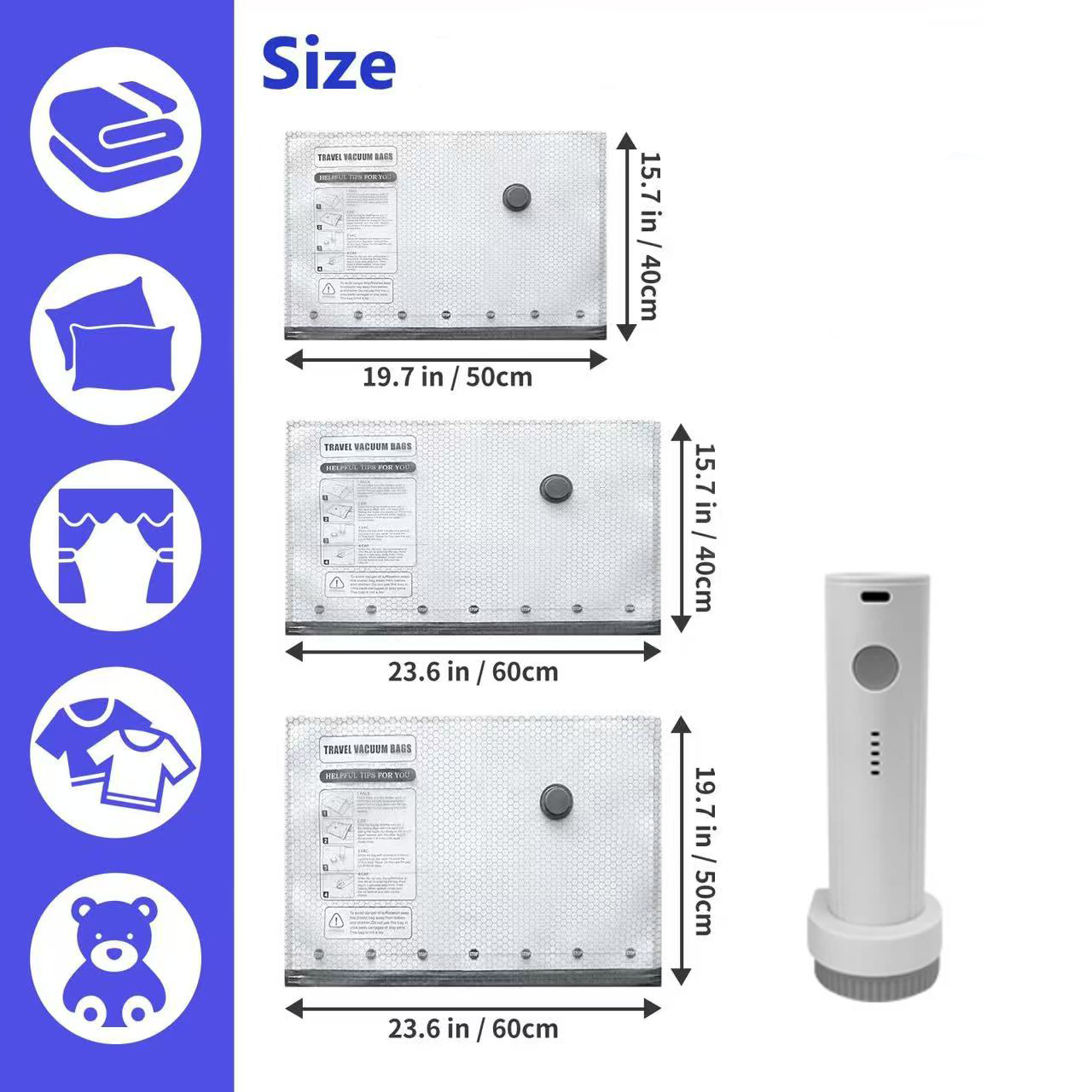 💥LAST DAY 60%OFF🔥Cordless Travel Vacuum Storage Compression Bag Set