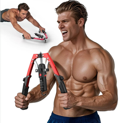 3-in-1 Hydraulic Chest Twister Arm Exerciser & Arm Strength Trainer - Adjustable 22-440lbs Core