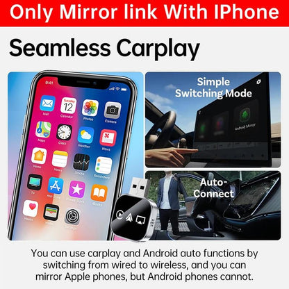 🔥2026 Upgrade 3 in 1 Wireless Carplay Mirror Link Adapter Instant Wired to Wireless Conversion Plug & PlayMini Stable Design for Wired Carplay,AirPlay