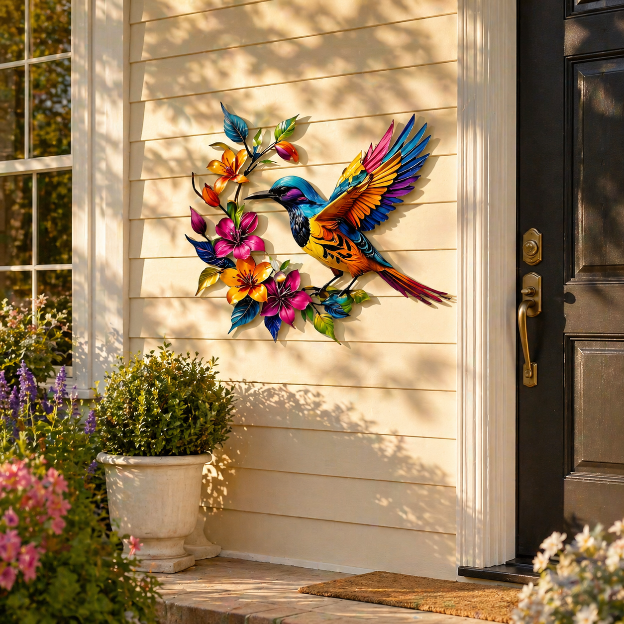 🐦🌺 Hummingbird Bloom Metal Wall Art — Bring your garden indoors. No watering needed.