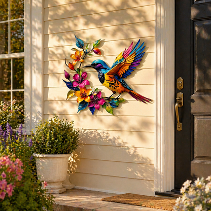 🐦🌺 Hummingbird Bloom Metal Wall Art — Bring your garden indoors. No watering needed.