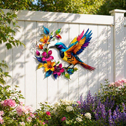🐦🌺 Hummingbird Bloom Metal Wall Art — Bring your garden indoors. No watering needed.