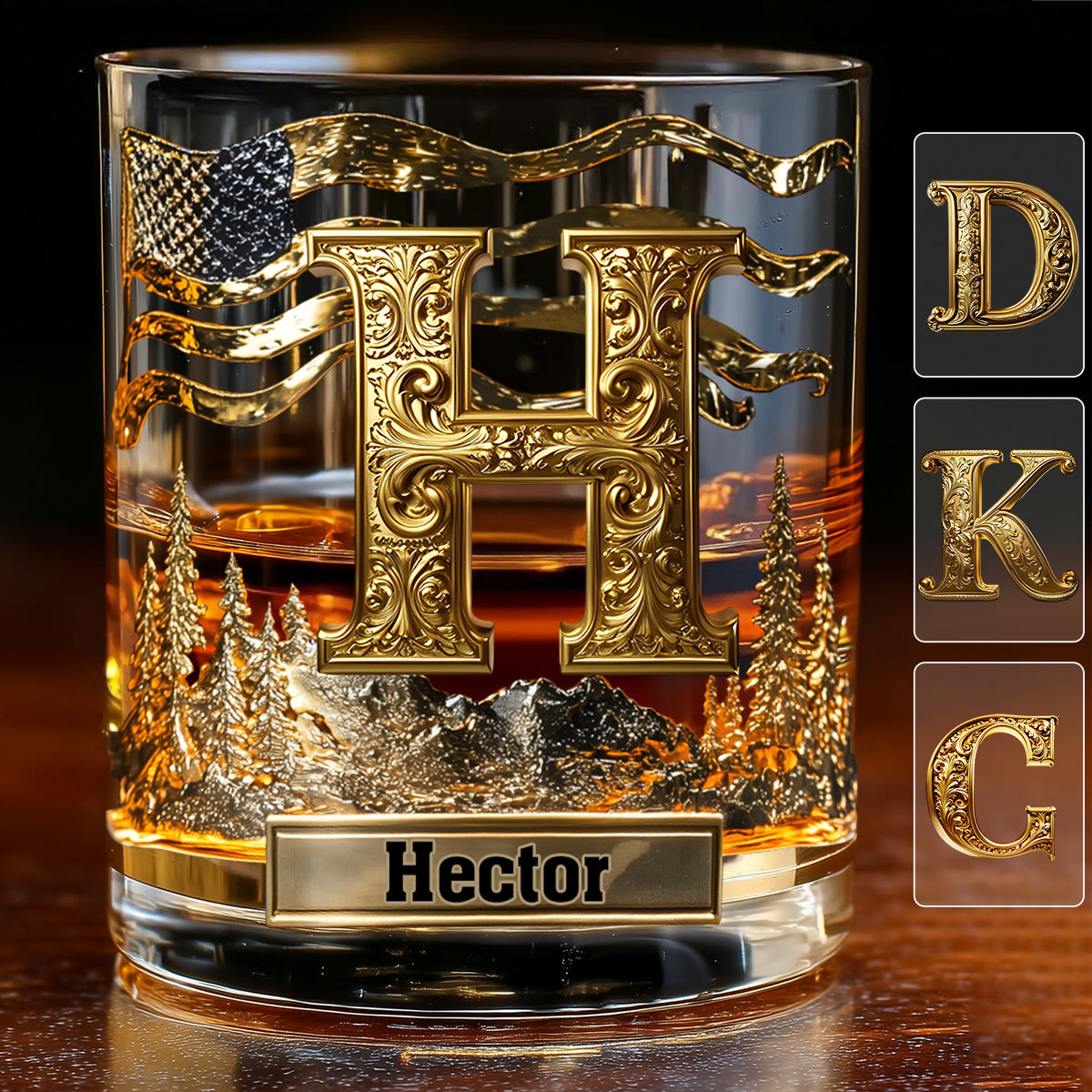 🎁Personalized Alphabet Initial Whiskey Glass