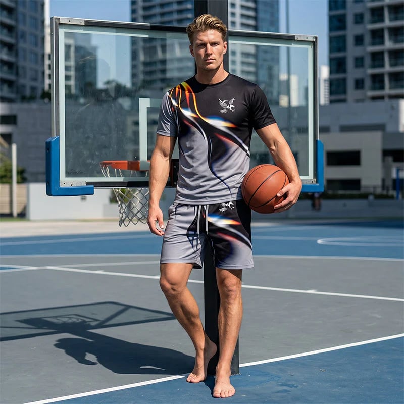 ⏳🔥LIMITED-TIME  48 OFF! 👕 Men’s Abstract Print T-Shirt & Shorts Set – Bold Style & Summer Comfort ✨