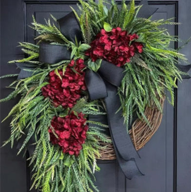 🌸Handcrafted Hydrangea Wreath – The Perfect All-Season Front Door Decor
