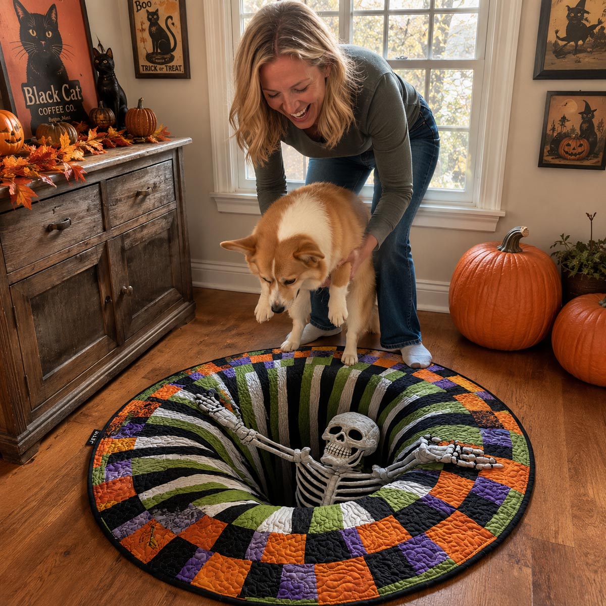 Candy Corn Abyss Quilted Round Mat NCU0DV7385
