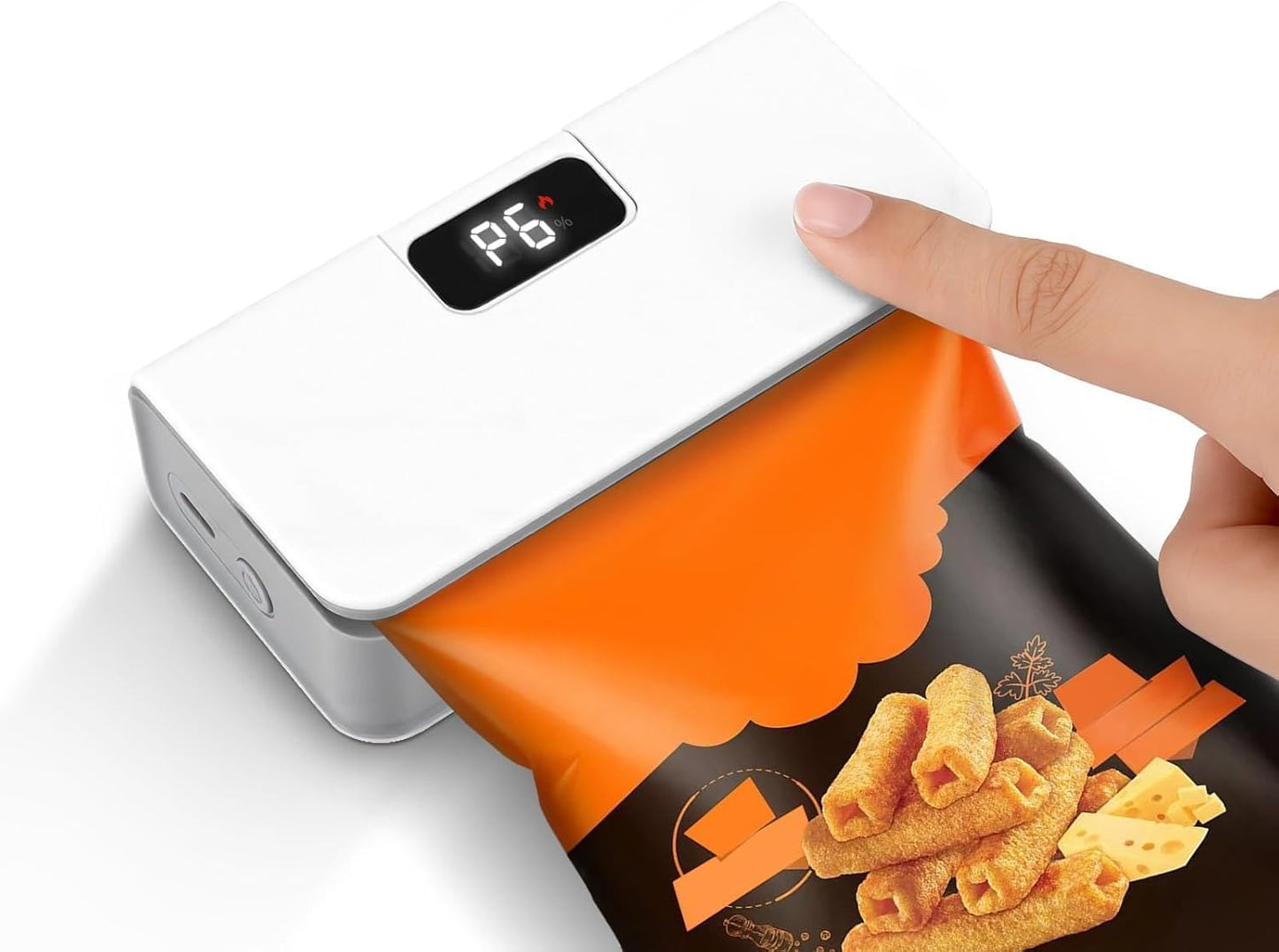 2-in-1 Rechargeable Mini Bag Sealer — LED Display, Magnetic Fridge Mount & Built-in Cutter