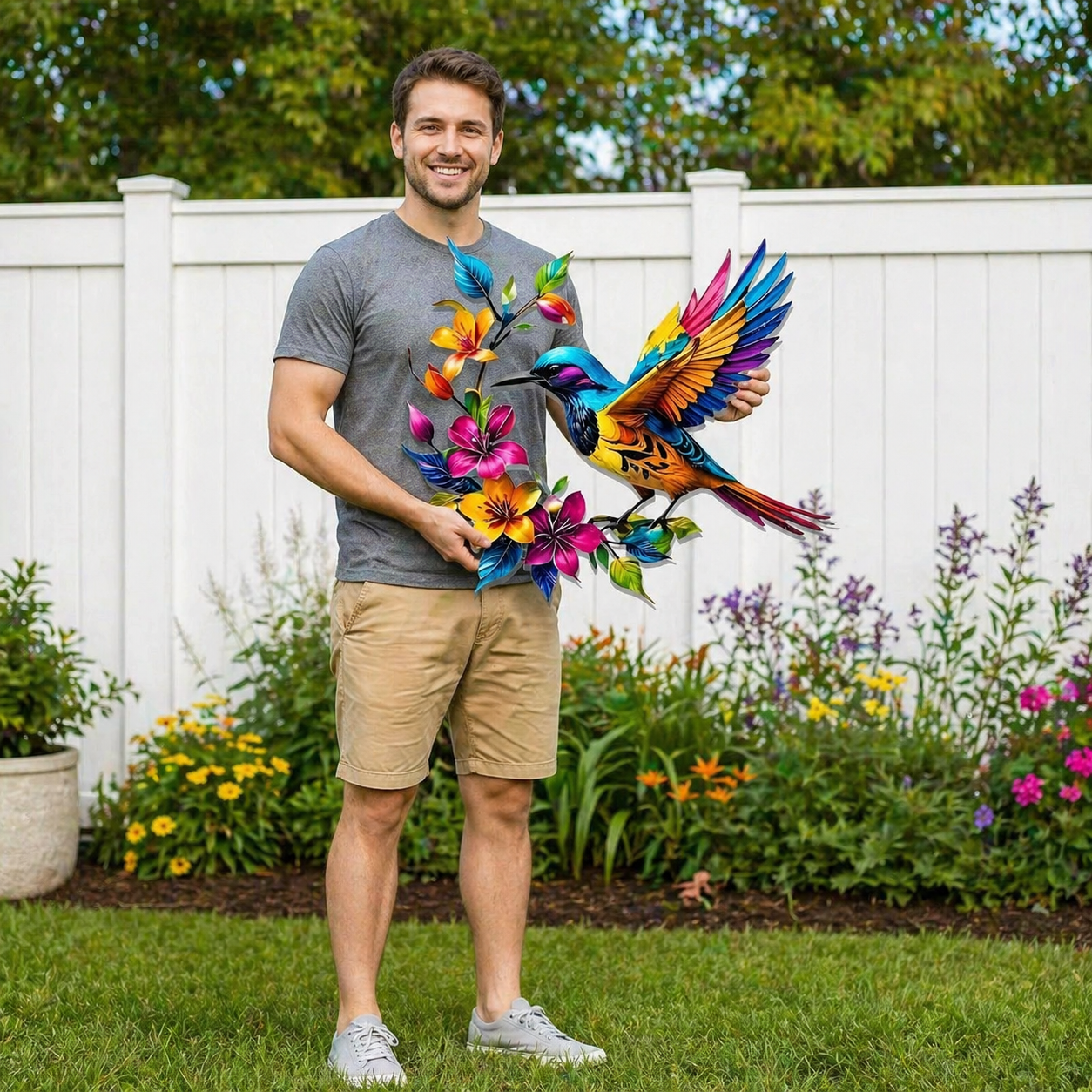 🐦🌺 Hummingbird Bloom Metal Wall Art — Bring your garden indoors. No watering needed.