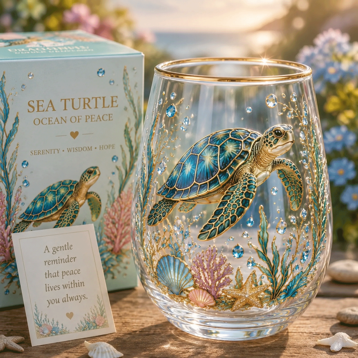 🌊🐢 Limited Edition 2026 Sea Turtle Glass Tea Cup ☀️✨