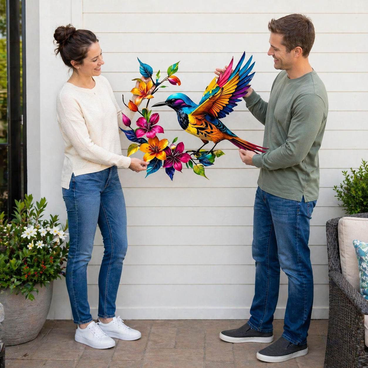🐦🌺 Hummingbird Bloom Metal Wall Art — Bring your garden indoors. No watering needed.