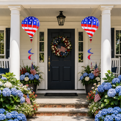 Patriotic Hot Air Balloon Hanging Wind Spinner
