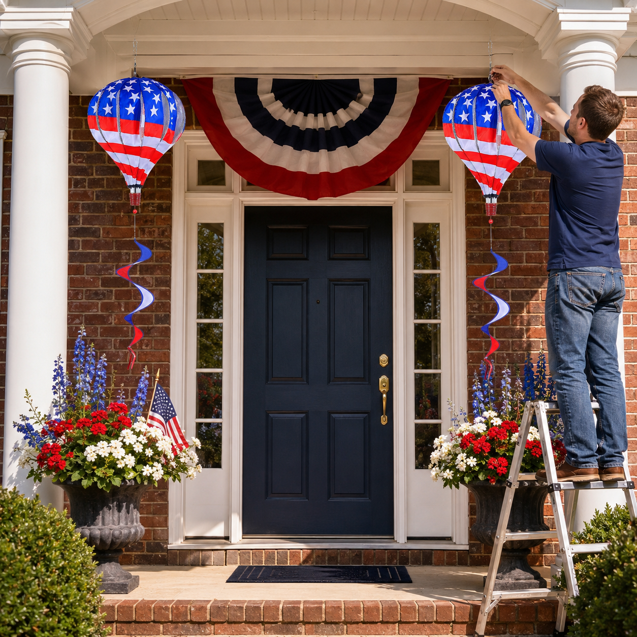 Patriotic Hot Air Balloon Hanging Wind Spinner