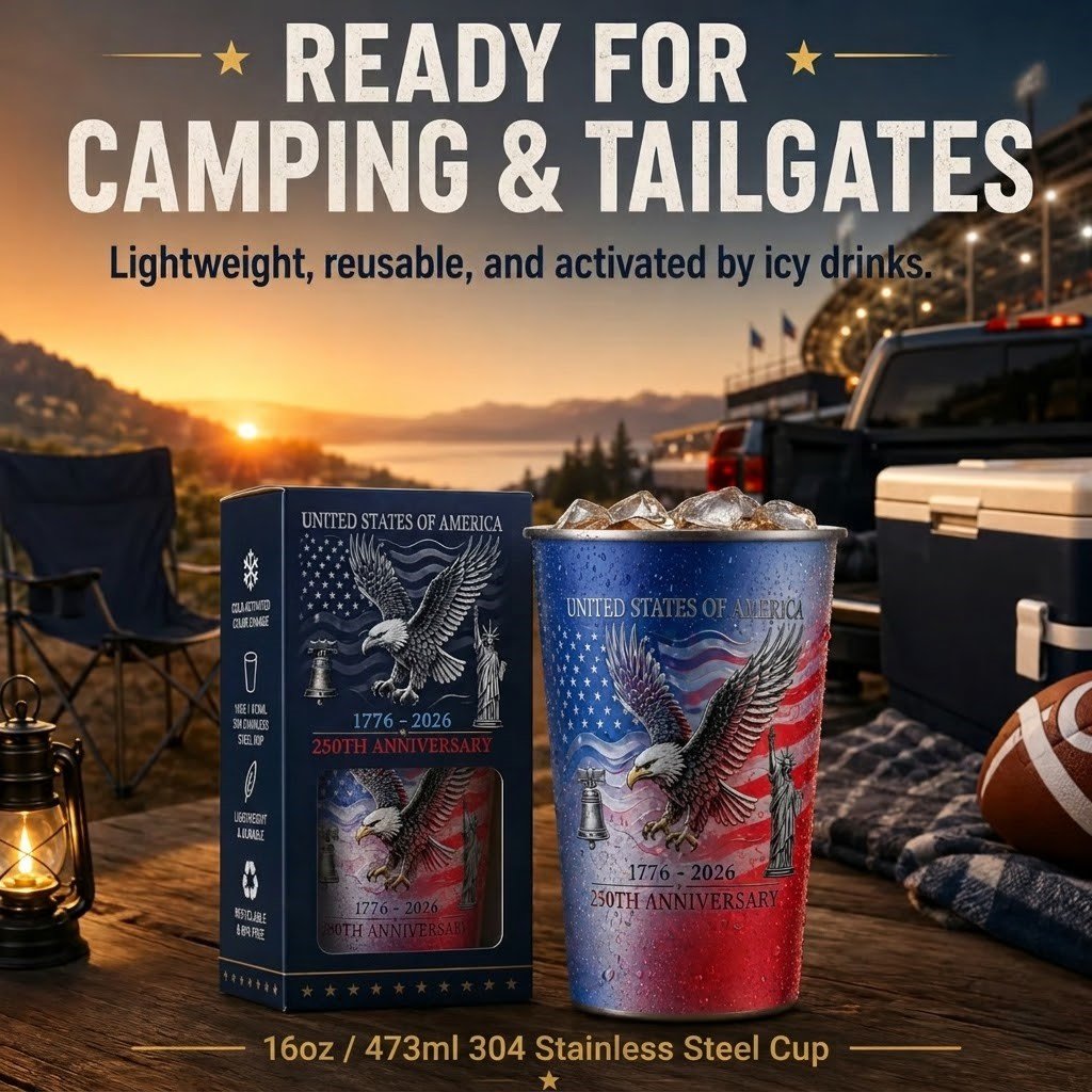 🦅 Pour Ice-Cold Beer | USA 250th Anniversary Color Changing Cup 🎉