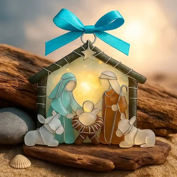 🏆🌊Christmas scene Jesus  pendant-natural art