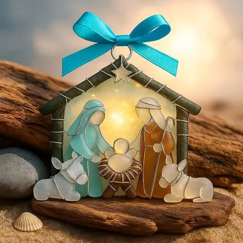 🏆🌊Christmas scene Jesus  pendant-natural art