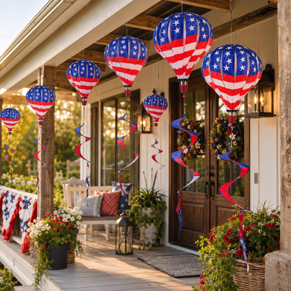 Patriotic Hot Air Balloon Hanging Wind Spinner
