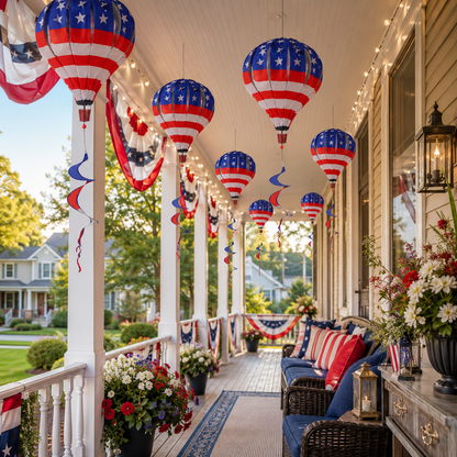 Patriotic Hot Air Balloon Hanging Wind Spinner