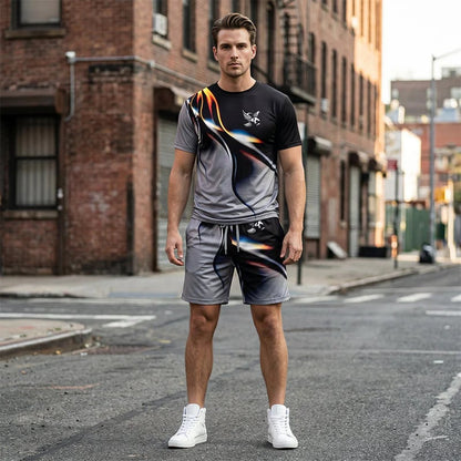 ⏳🔥LIMITED-TIME  48 OFF! 👕 Men’s Abstract Print T-Shirt & Shorts Set – Bold Style & Summer Comfort ✨