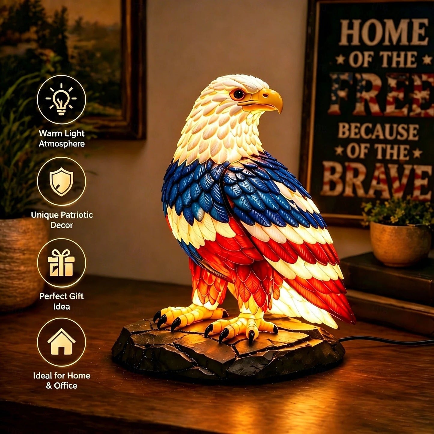 Eagle of Freedom Lamp - Celebrate America's 250th Anniversary With Strength, Freedom & Pride