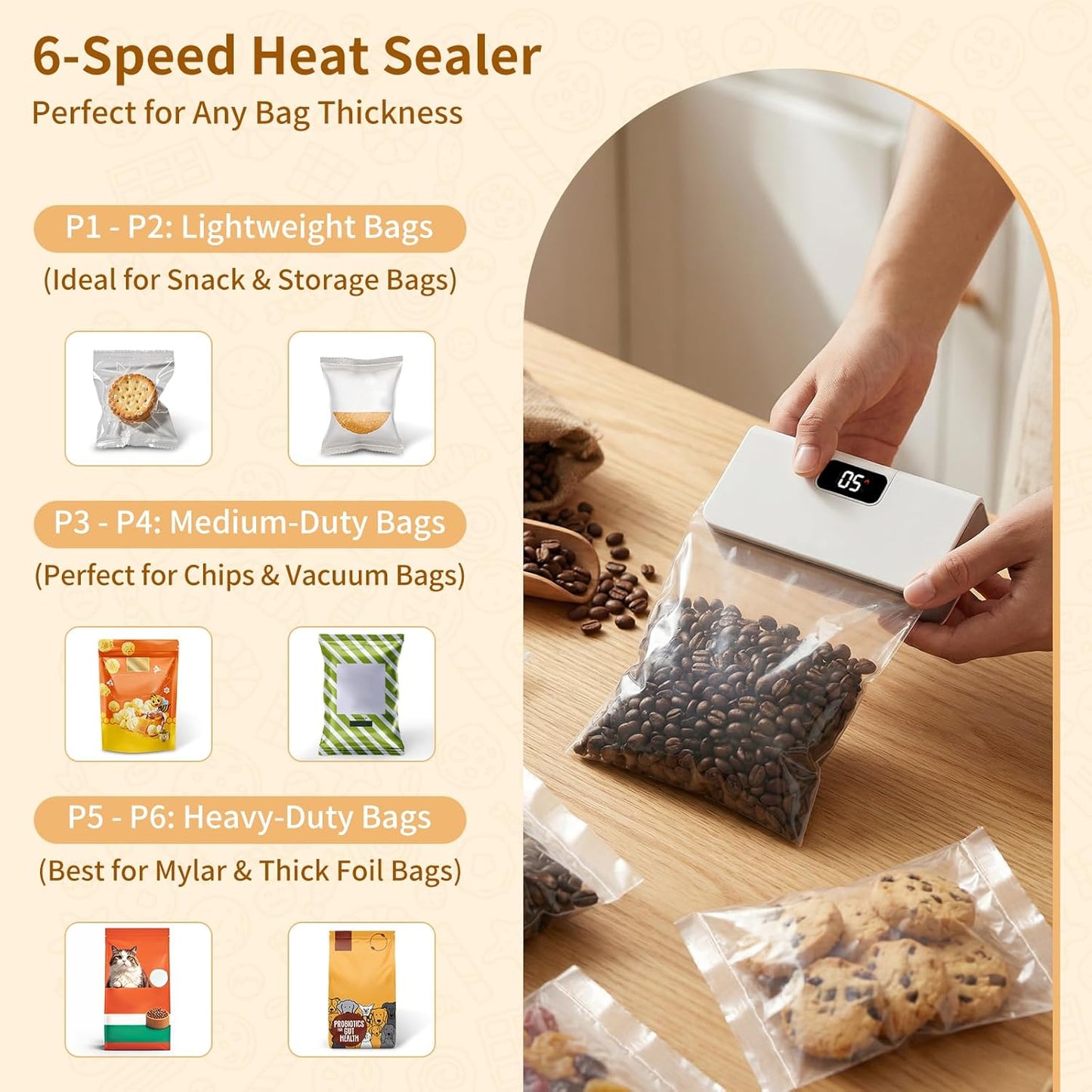 2-in-1 Rechargeable Mini Bag Sealer — LED Display, Magnetic Fridge Mount & Built-in Cutter