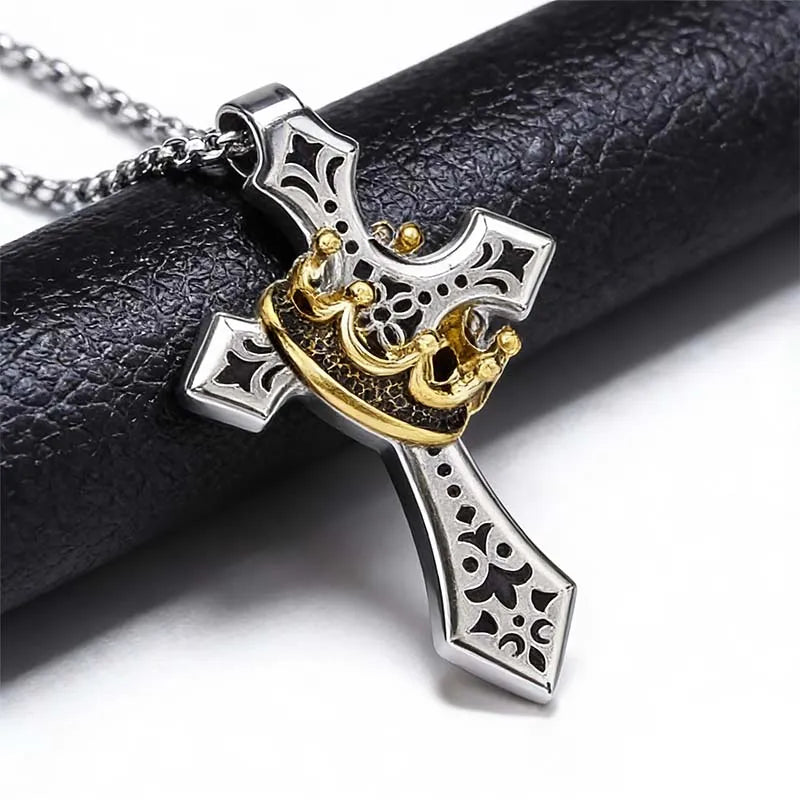 🔥🔥Crown Cross Necklace for Men and Women Faith Prayer Accessories Gift