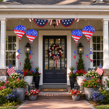 Patriotic Hot Air Balloon Hanging Wind Spinner