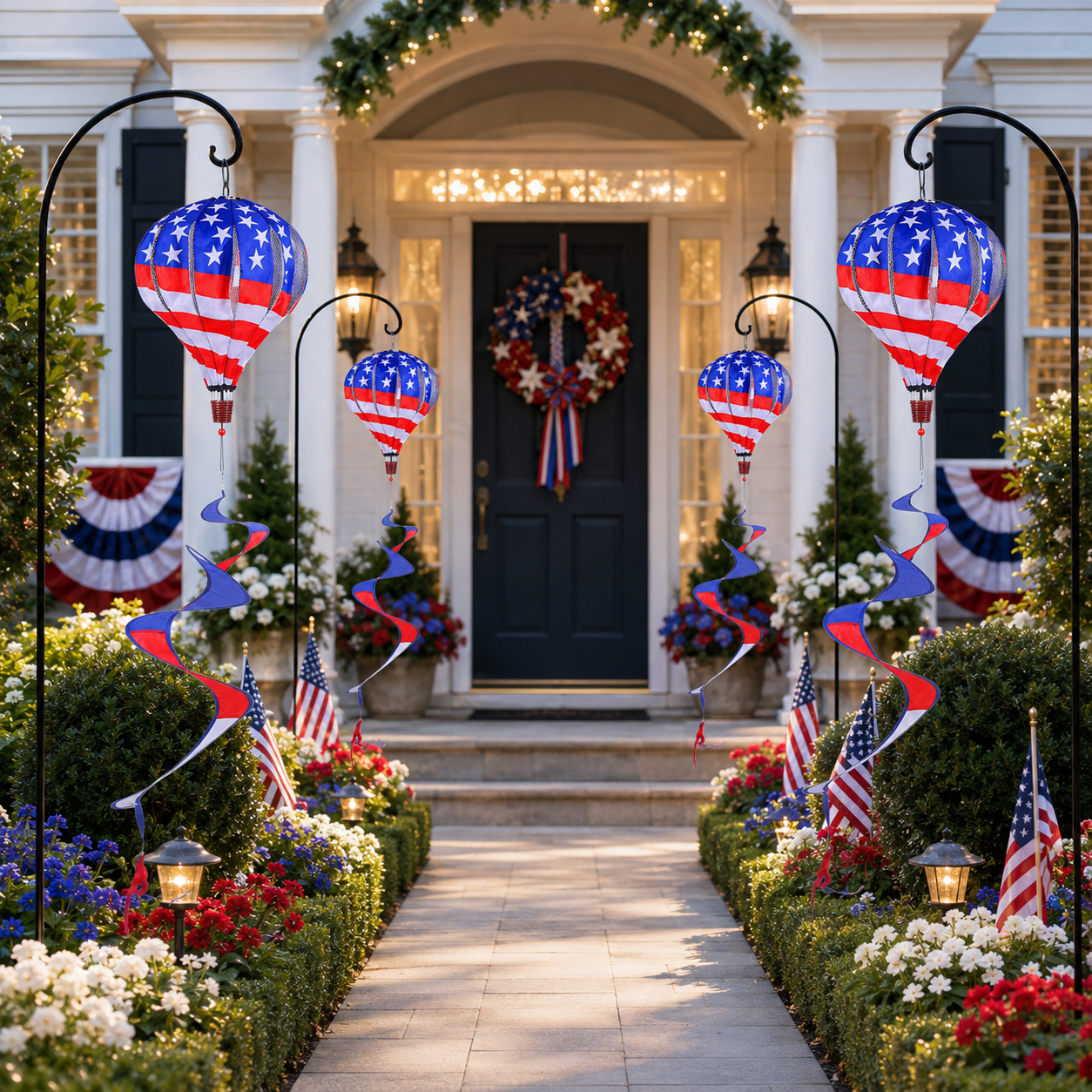 Patriotic Hot Air Balloon Hanging Wind Spinner