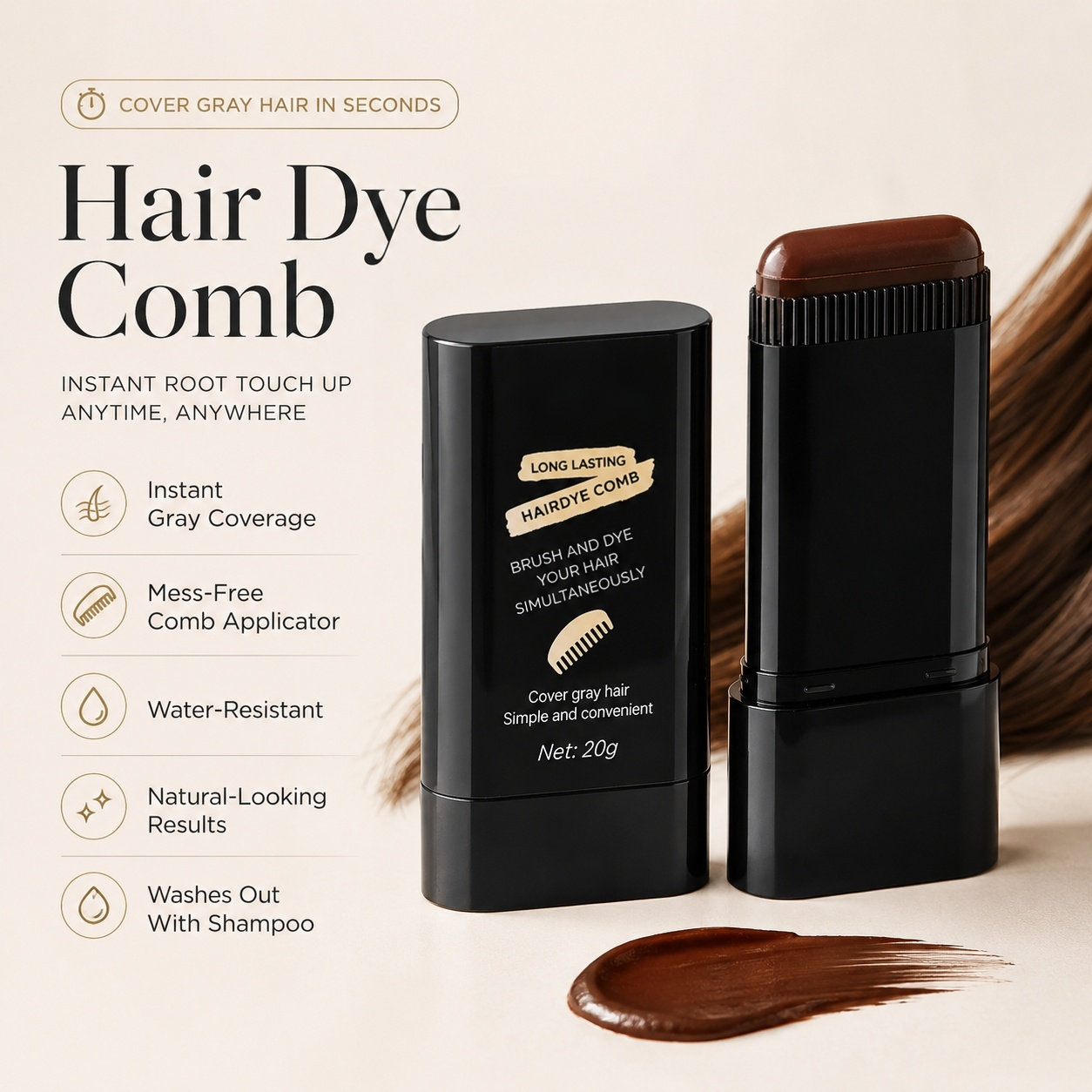 🧔‍♂️Waterproof Hair & Beard Filler Stick – Erase Grays, Instantly Natural! ✨