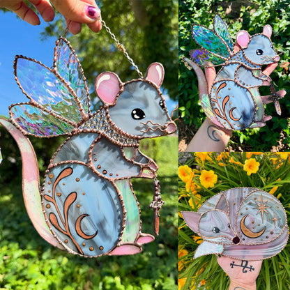 Enchanted Fairy Mouse Suncatcher – Whimsical Window Hanging Decor