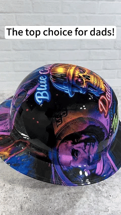 🔥 Blue Collar Daddy Hydro-Dipped Hard Hat | Industrial Rigid Impact-Resistant Safety Helmet with Full-Wrap Gloss Artwork