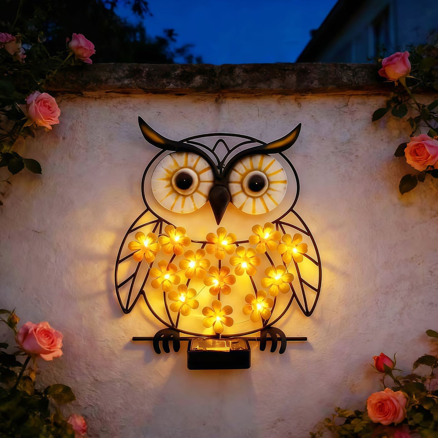 💛Solar-powered wrought iron owl lamp🦉