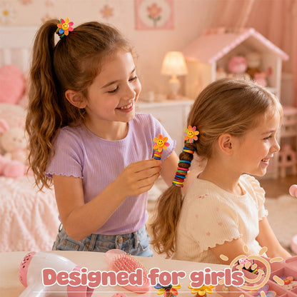 Rainbow Cartoon Spiral Hair Bobbles | Gentle No Pull Hair Ties for Little Girls