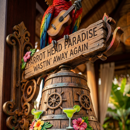 🐠 "Parrot Head Paradise Wastin' Away Again" Tropical Wall Bell