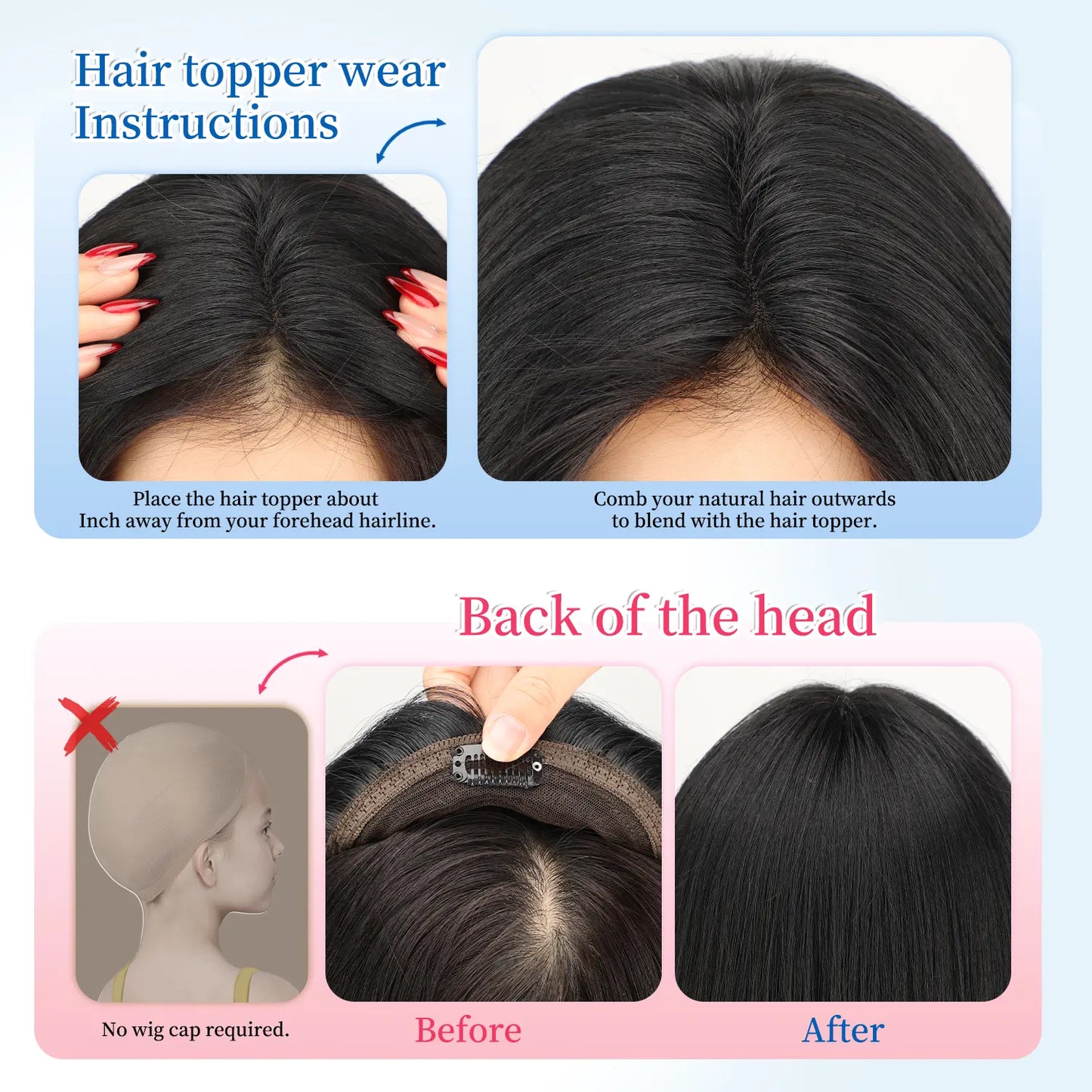 Hair Topper Slightly Layered Synthetic Extensions No Wig