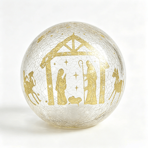 🎁🎉Only $35.99 This Week🎉✝️Light-up cracked glass ball with Jesus and reindeer design🫎