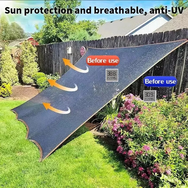 90% Blackout Cloth (Black) - 10 x 13ft UV-Resistant Shade Net with Reinforced Rivets