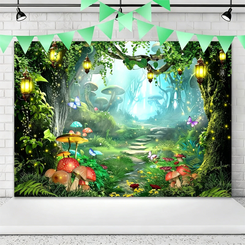 🦋🌿 Magical Forest Floral & Butterfly Backdrop — Perfect for outdoor birthday parties. Instant fairy tale scene