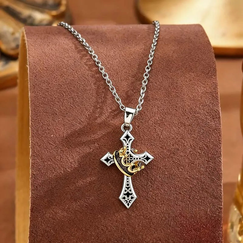 🔥🔥Crown Cross Necklace for Men and Women Faith Prayer Accessories Gift