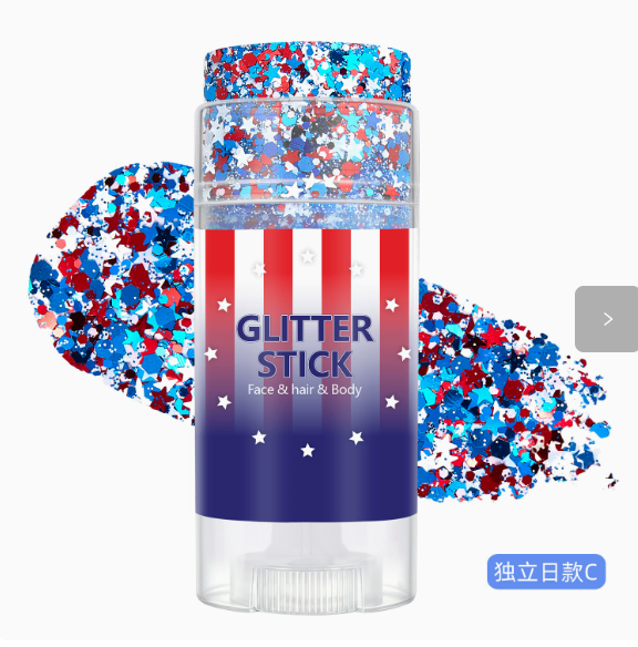 USA Patriotic Glitter Stick, Red White Blue Face Hair Body Glitter for 4th of July, Sports Events, Festivals & Parties