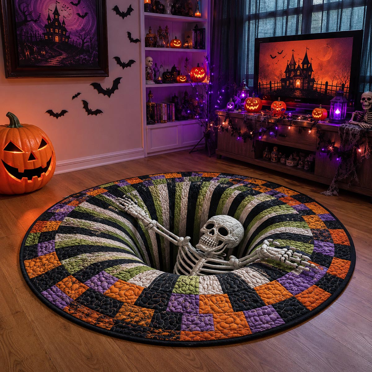 Candy Corn Abyss Quilted Round Mat NCU0DV7385
